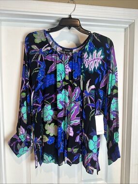 Karen Kane Crystal Girl Peasant Top Plus Size 3X NWT